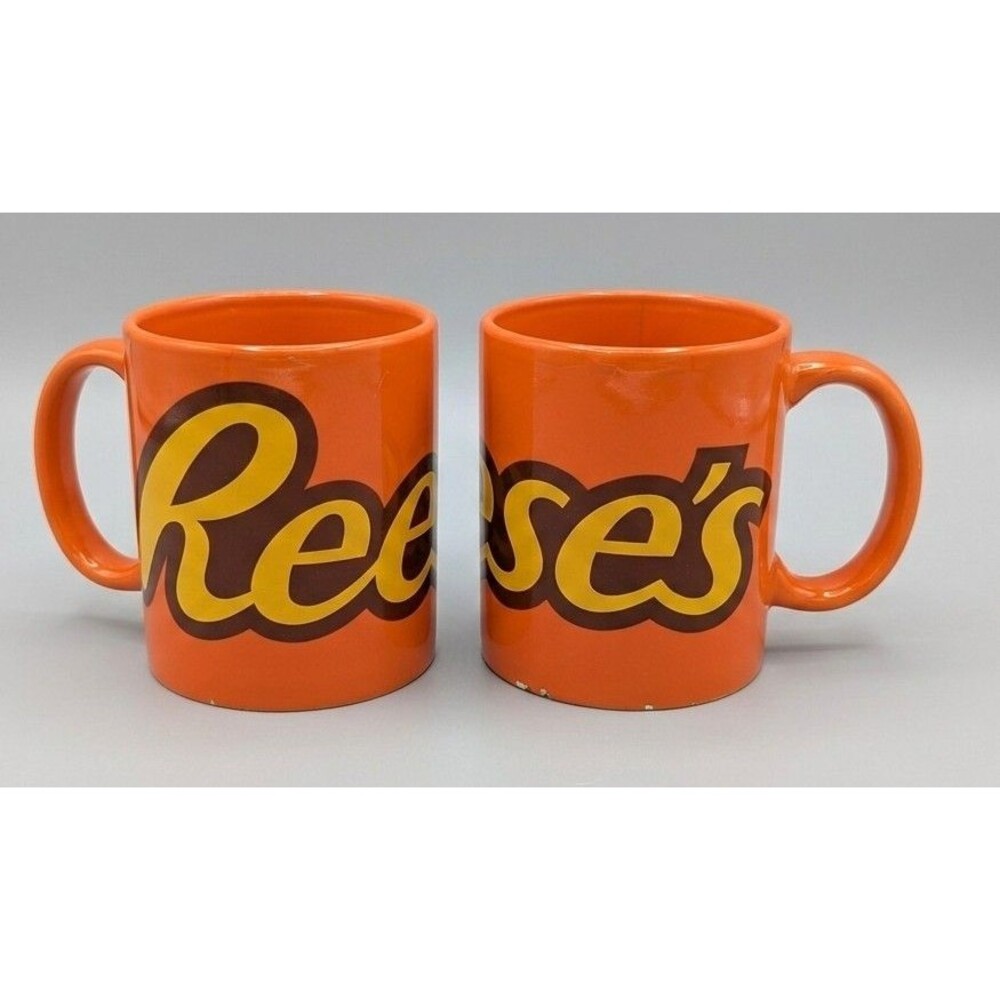 Reese's Orange Ceramic Coffee Mug 2002 Large Logo Collectible Used 4" Cup